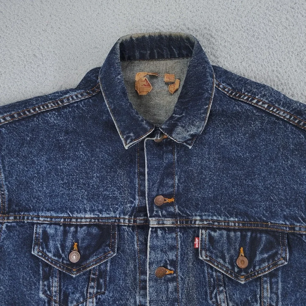 Vintage Levi's Denim Trucker Jacket Mens Large Stonewash Made in USA 90s 71548 - Picture 3 of 16